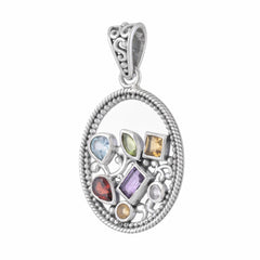 925 Sterling Silver Multi Gemstone Pendant SSP252