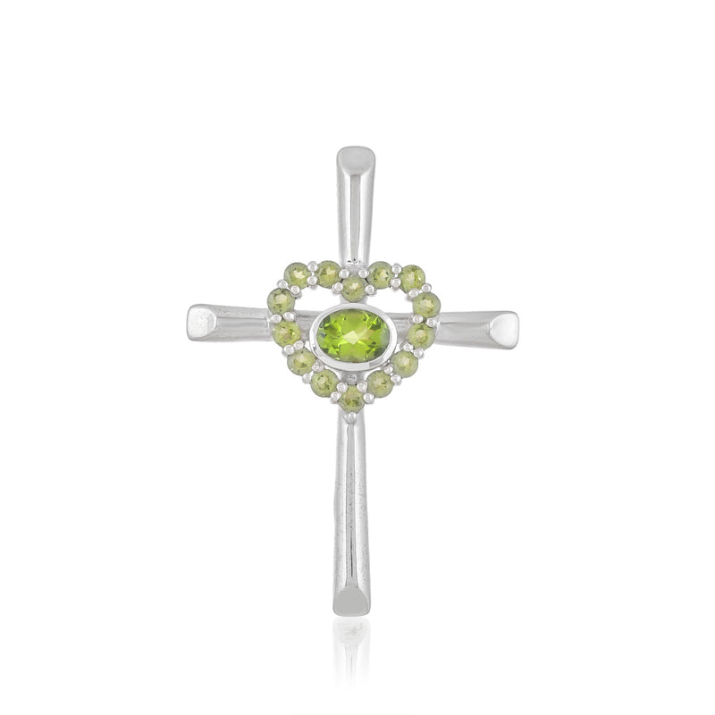 Sterling Silver Peridot Cross Pendant SSP247