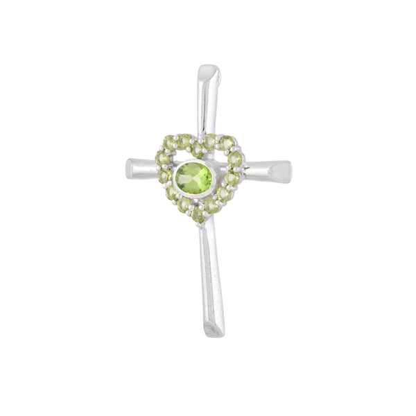 Sterling Silver Peridot Cross Pendant SSP247