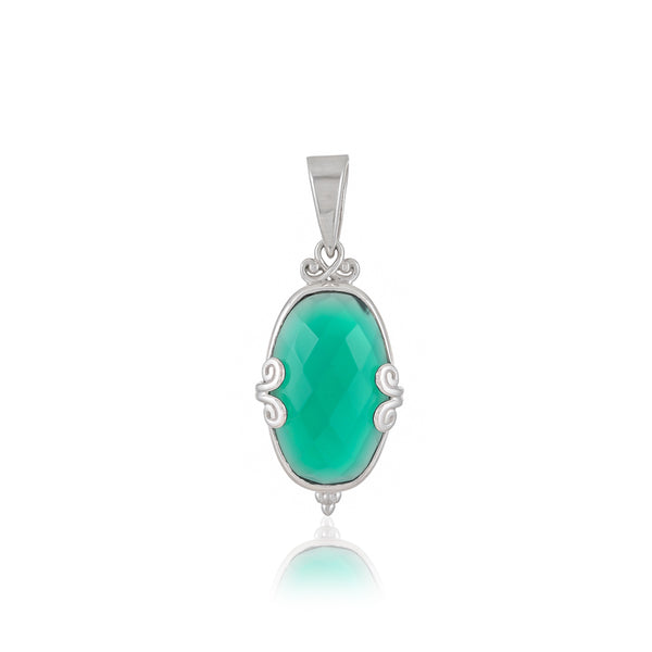 Sterling Silver Green Onyx Pendant SSP236
