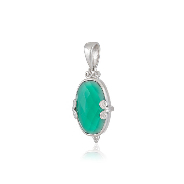 Sterling Silver Green Onyx Pendant SSP236