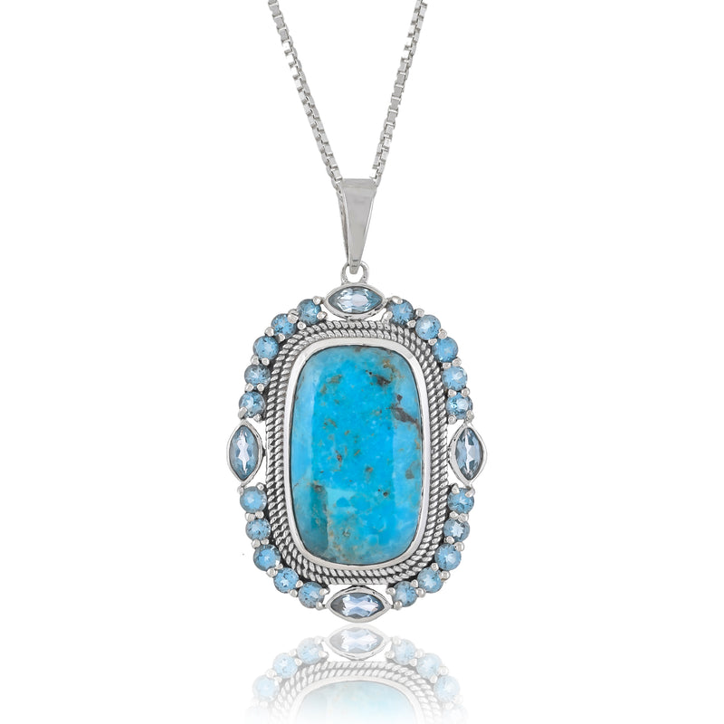 Sterling Silver Turquoise & Topaz Pendant SSP241