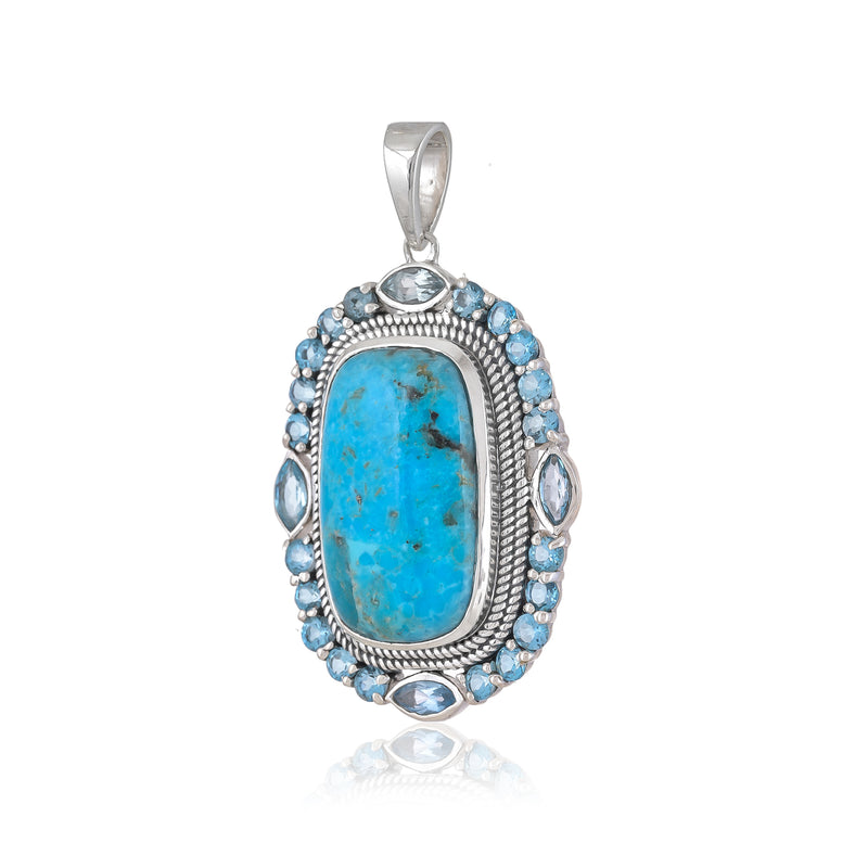 Sterling Silver Turquoise & Topaz Pendant SSP241