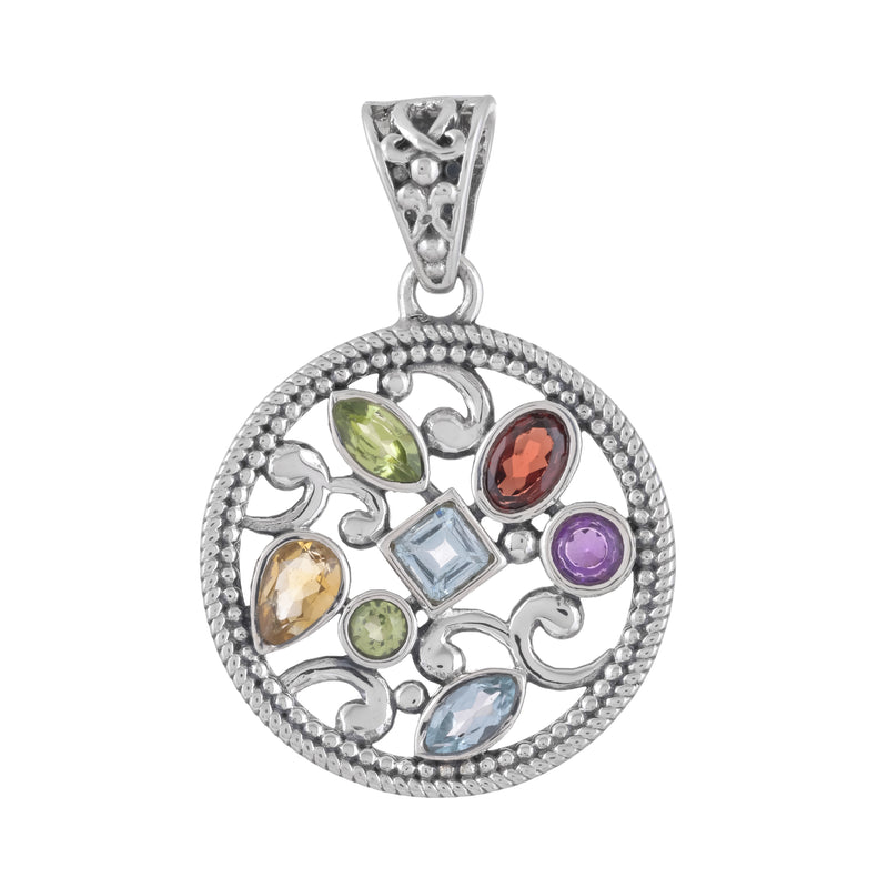 Sterling Silver Multi Gemstone Pendant SSP246