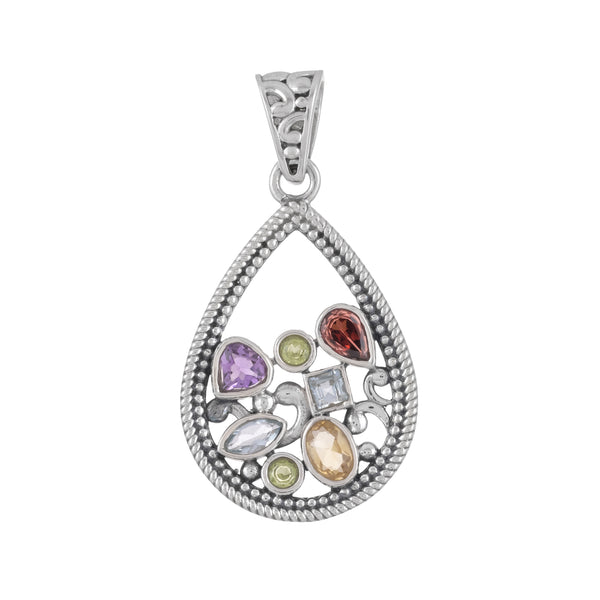925 Sterling Silver Multi Gemstone Pendant SSP251