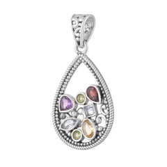 925 Sterling Silver Multi Gemstone Pendant SSP251
