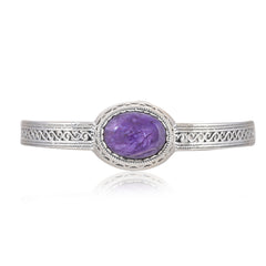 925 Sterling Silver Charoite Cuff Bracelet SSBR100
