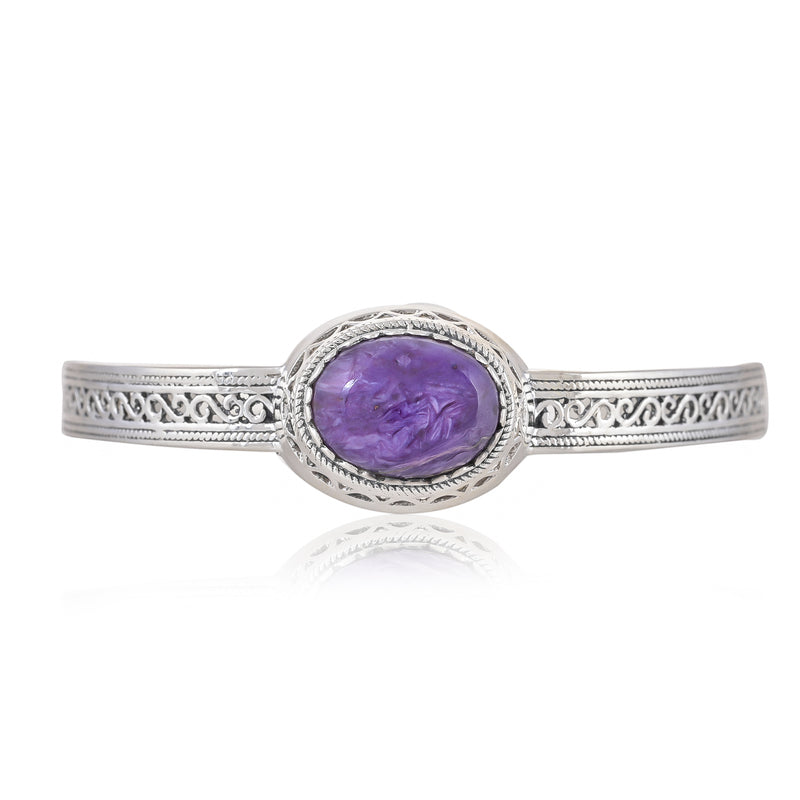 925 Sterling Silver Charoite Cuff Bracelet SSBR100