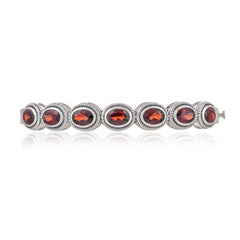 925 Sterling Silver Garnet Cuff Bracelet SSBR101