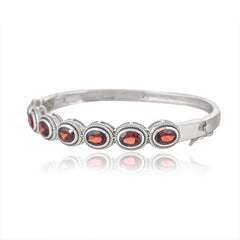 925 Sterling Silver Garnet Cuff Bracelet SSBR101