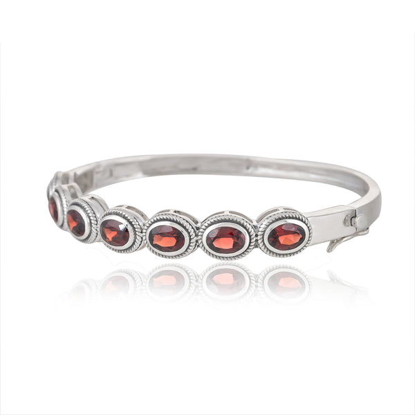 925 Sterling Silver Garnet Cuff Bracelet SSBR101