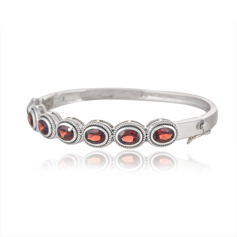 925 Sterling Silver Garnet Cuff Bracelet SSBR101