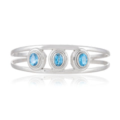 925 Sterling Silver Blue Topaz Cuff Bracelet SSBR102