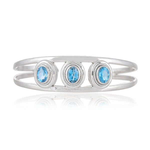 925 Sterling Silver Blue Topaz Cuff Bracelet SSBR102