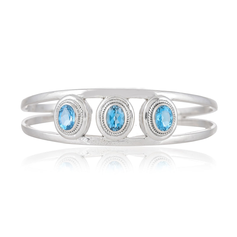 925 Sterling Silver Blue Topaz Cuff Bracelet SSBR102