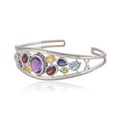 Sterling Silver Multi Gemstone Cuff Bracelet SSBR104