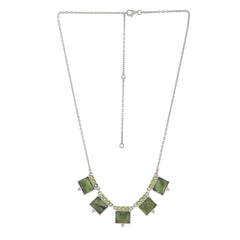 925 Sterling Silver Nephrite jade & peridot Necklace SSN34