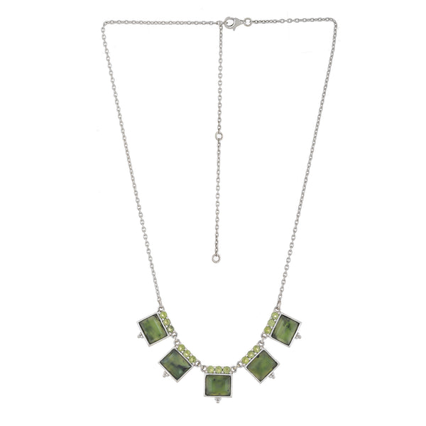 925 Sterling Silver Nephrite jade & peridot Necklace SSN34