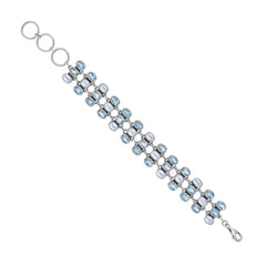 Sterling Silver Pearl & Sky Blue Topaz Bracelet SSBR116