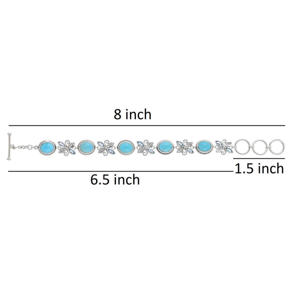 925 Sterling Silver Arizona Turquoise and Blue Topaz Adjustable Bracelet SSBR112