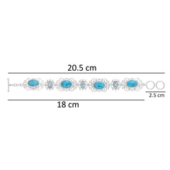 925 Sterling Silver Blue Mohave Turquoise and Blue Topaz Adjustable Bracelet SSBR114