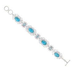925 Sterling Silver Blue Mohave Turquoise and Blue Topaz Adjustable Bracelet SSBR114