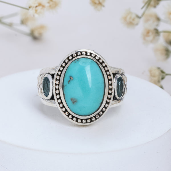 Sterling Silver Turquoise & Topaz Ring SSR395