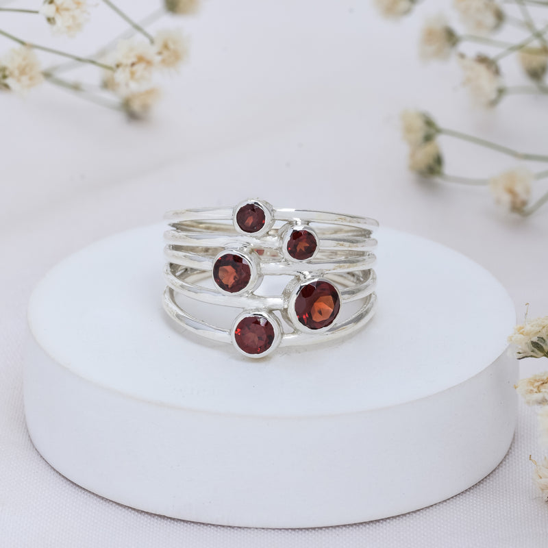 Sterling Silver Garnet Ring SSR414
