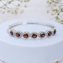 925 Sterling Silver Garnet Cuff Bracelet SSBR101