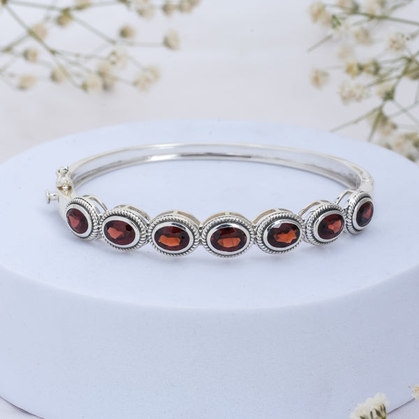 925 Sterling Silver Garnet Cuff Bracelet SSBR101