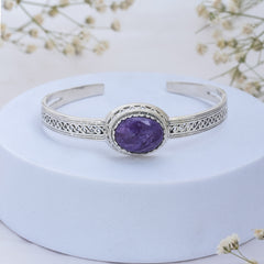 925 Sterling Silver Charoite Cuff Bracelet SSBR100