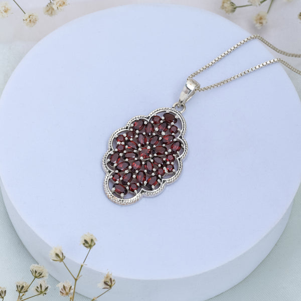 Sterling Silver Garnet Pendant SSP234