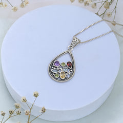 925 Sterling Silver Multi Gemstone Pendant SSP251