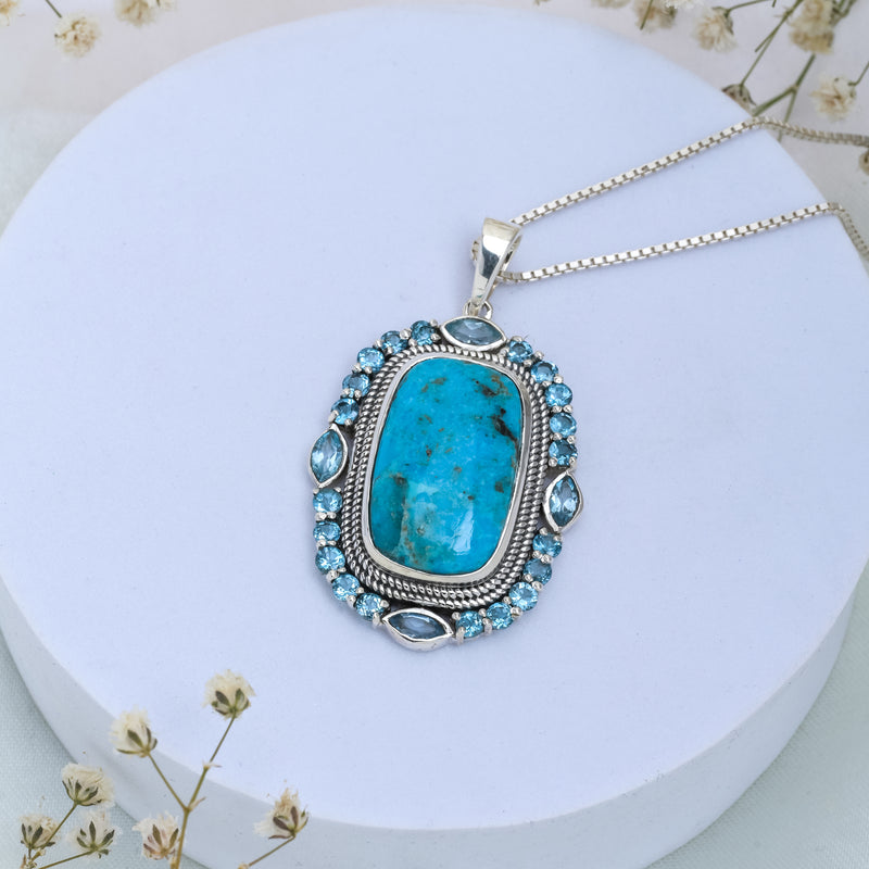 Sterling Silver Turquoise & Topaz Pendant SSP241