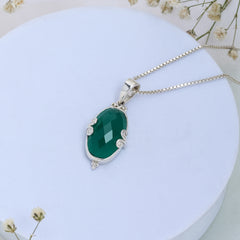 Sterling Silver Green Onyx Pendant SSP236
