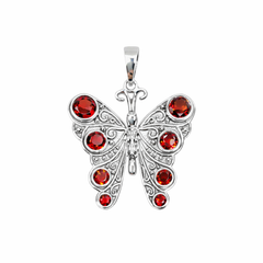 Sterling Silver Garnet Butterfly Pendant SSP58