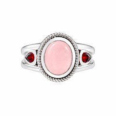Sterling Silver Rose Quartz & Garnet Ring SSR421