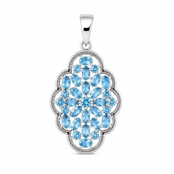 Sterling Silver Blue Topaz Pendant SSP234