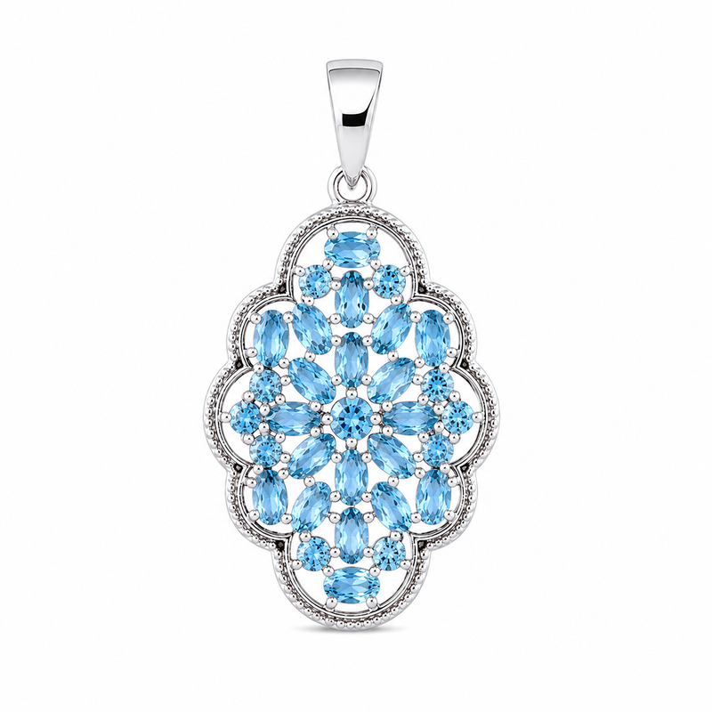 Sterling Silver Blue Topaz Pendant SSP234