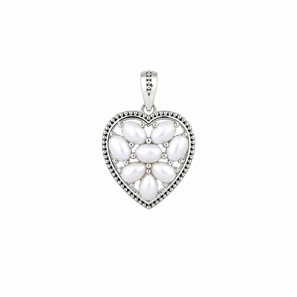 Sterling Silver Pearl Heart Pendant SSP82