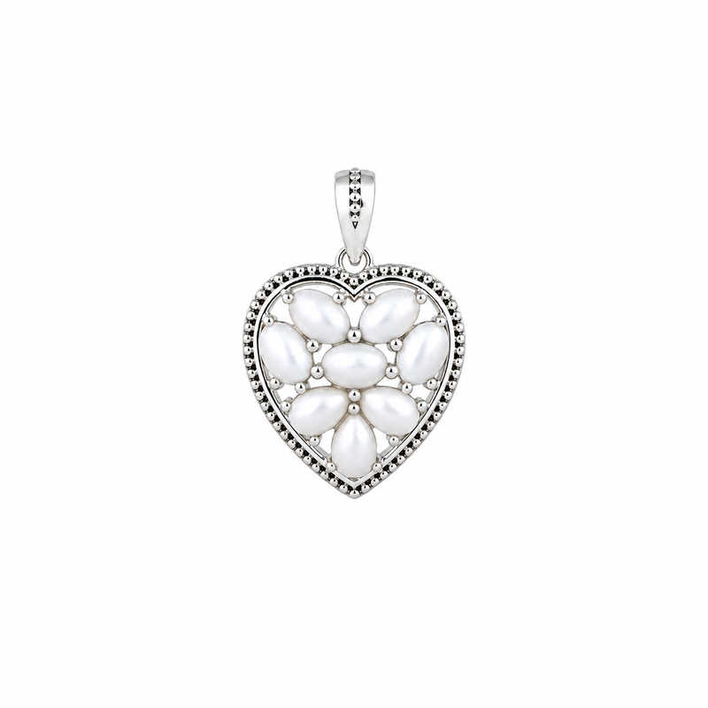 Sterling Silver Pearl Heart Pendant SSP82