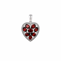 Sterling Silver Garnet Heart Pendant SSP82