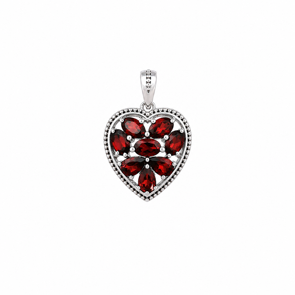 Sterling Silver Garnet Heart Pendant SSP82