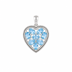 Sterling Silver Blue Topaz Heart Pendant SSP82