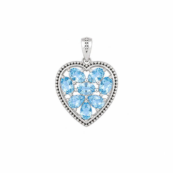 Sterling Silver Blue Topaz Heart Pendant SSP82