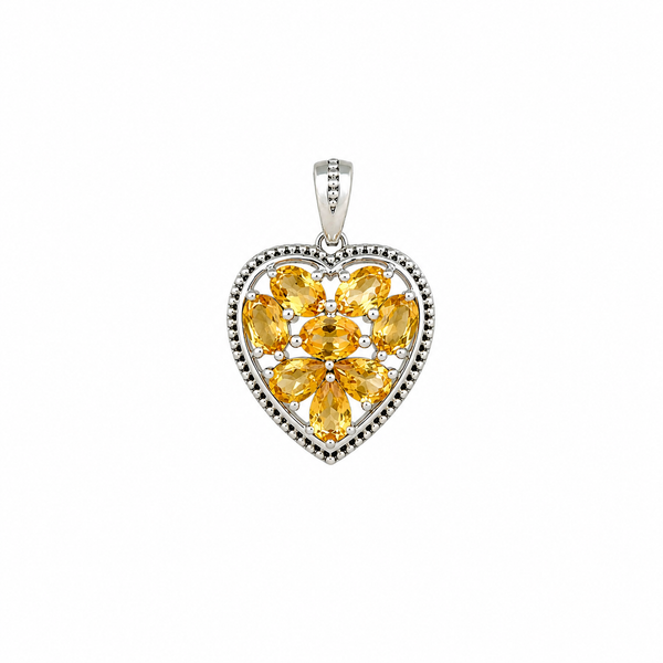 Sterling Silver Citrine Heart Pendant SSP82