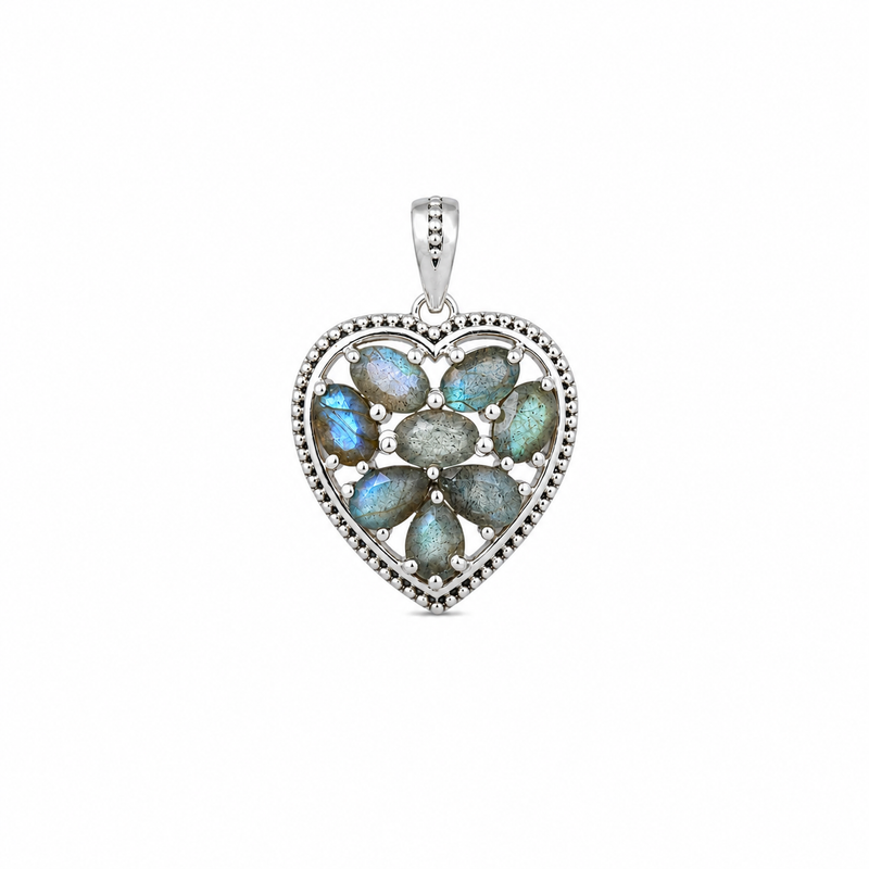 Sterling Silver Labradorite Heart Pendant SSP82
