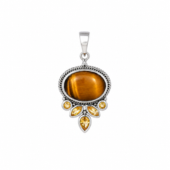 Sterling Silver Tiger Eye & Citrine Pendant SSP4