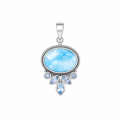 Sterling Silver Larimar & Blue Topaz Pendant SSP4