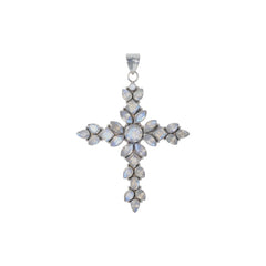 Sterling Silver Moonstone Cross Pendant SSP161